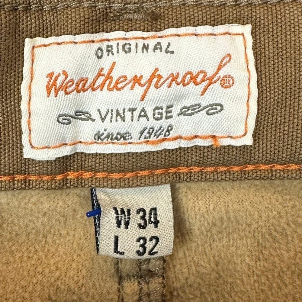 NEW Weatherproof Vintage Jeans Mens 34X32 Brown Fleece Lined Jeans Straight Leg